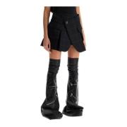 Geruite wollen skort met minirok Sacai , Black , Dames