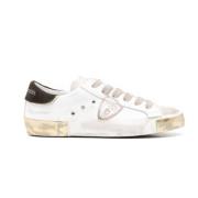 Witte Leren Sneakers Distressed Finish Philippe Model , White , Dames