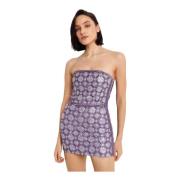 Paarse kralen mini-jurk Retrofête , Purple , Dames