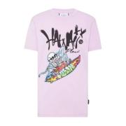 Paarse Hawaii Grafische T-shirt Philipp Plein , Purple , Heren