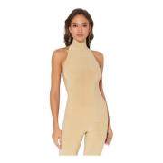 Beige Halternek Mouwloze Top Norma Kamali , Beige , Dames