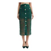 Groene kanten midi rok Self Portrait , Green , Dames