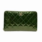 Pre-owned Leather wallets Chanel Vintage , Green , Dames