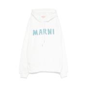 Witte Sweater met Blauwe Voorkantprint Marni , White , Heren