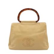 Pre-owned Leather handbags Chanel Vintage , Beige , Dames