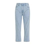 Lichtblauwe Gestikte Jeans Mugler , Blue , Dames