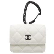 Pre-owned Leather wallets Chanel Vintage , White , Dames