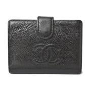 Pre-owned Leather wallets Chanel Vintage , Black , Dames