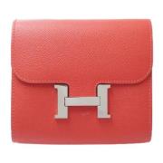 Pre-owned Leather wallets Hermès Vintage , Red , Dames