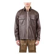 Overshirt van imitatieleer met rits The Silted Company , Brown , Heren