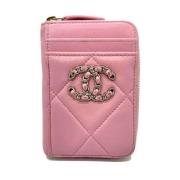 Pre-owned Leather wallets Chanel Vintage , Pink , Dames