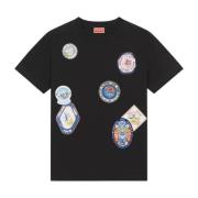 Zwarte katoenen T-shirt Reisstijl Kenzo , Black , Dames