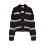 Gestreepte Alpaca Cardigan Bruin V-hals Kenzo , Brown , Dames