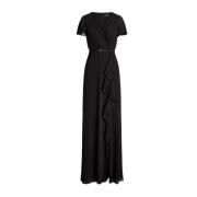 Zwarte maxi jurk met riem Ralph Lauren , Black , Dames