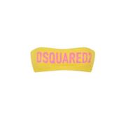 Gele Bikini Top met Logoband Dsquared2 , Yellow , Dames