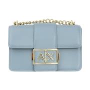 Blauwe Schoudertas met Metalen Logo Armani Exchange , Blue , Dames