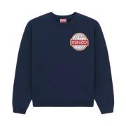 Navy Blauw Geborduurd Wereld Sweatshirt Kenzo , Blue , Dames