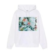 Witte Hoodie Lelie Print Biologisch Katoen Kenzo , White , Dames