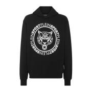 Zwarte Hoodie Carbon Tiger Stijlvol Model Plein Sport , Black , Heren