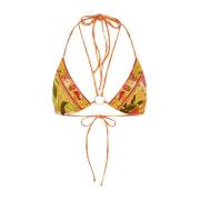 Bloemen Bikini Top met Strik Camilla , Orange , Dames