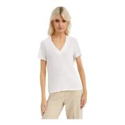 Wit V-hals T-shirt gemaakt in Italië Fay , White , Dames