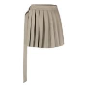 Beige Wollen Rok met Plooien Ami Paris , Beige , Dames