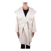 Wollen jas met capuchon en zakken Max Mara , White , Dames