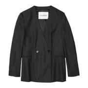 Slim Fit Grijze Blazer met Naaldstrepen Closed , Gray , Dames