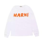 Witte Longsleeve Logo Blouse Marni , White , Dames