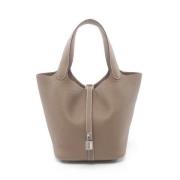 Pre-owned Leather handbags Hermès Vintage , Gray , Dames