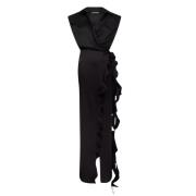 Zwarte Asymmetrische Maxi Jurk met Ruches David Koma , Black , Dames