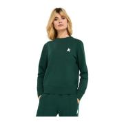 Groene Katoenen Sweatshirt met Witte Ster Golden Goose , Green , Dames