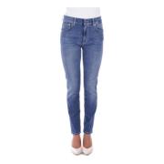 Slim Fit Denim Jeans met Logo Dondup , Blue , Dames