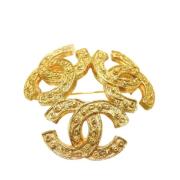 Pre-owned Metal brooches Chanel Vintage , Yellow , Dames