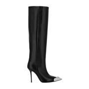 Zwarte leren hoge hak laarzen Philipp Plein , Black , Dames