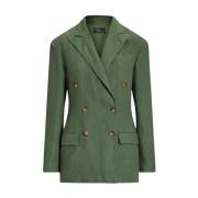 Linnen Double-Breasted Blazer Ralph Lauren , Green , Dames