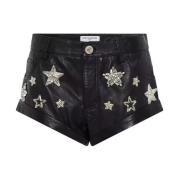 Zwarte leren sterrenshorts One Teaspoon , Black , Dames