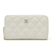 Pre-owned Leather wallets Chanel Vintage , White , Dames