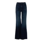 Denim Hustler Roller Jeans Mother , Blue , Dames