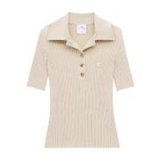 Beige Polo Shirt met Logo Courrèges , Beige , Dames