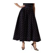 Gestreepte Uitlopende Midi Rok Tory Burch , Brown , Dames