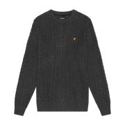 Gebreide kabel ronde hals trui Lyle & Scott , Gray , Heren