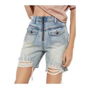 High Waist Bridgette Denim Shorts One Teaspoon , Blue , Dames