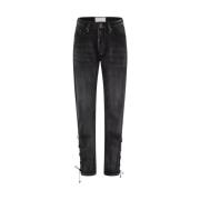 Zwarte Baggy Jeans met Hoge Taille One Teaspoon , Black , Dames