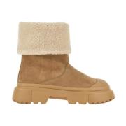 Beige Bont Enkellaarzen Bouclé Stijl Hogan , Brown , Dames