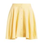 Linnen rok met knopen Ralph Lauren , Yellow , Dames