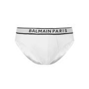 Witte Katoenen Logo Slips 2-Pack Balmain , White , Heren