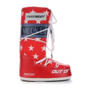 Retro Biker Laarzen Rood Blauw Moon Boot , Red , Dames