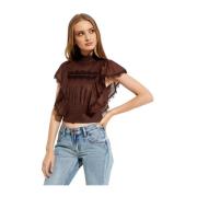 Bruine Metal Adventure Blouse One Teaspoon , Brown , Dames