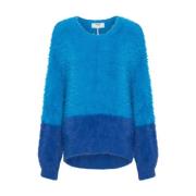 Blauwe Fluffy Sweater Oversized Ronde Hals One Teaspoon , Blue , Dames